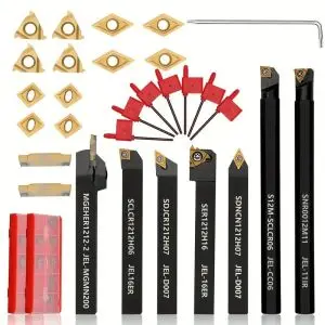 ensemble de 7 outils de tournage 12 mm + 14 plaquettes carbure de rechange 