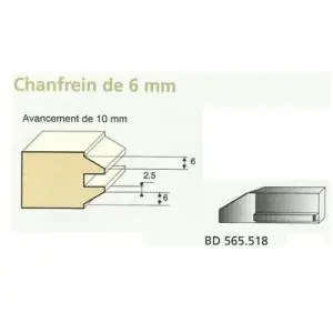 Jeu de 2 Couteaux CHANFREIN 6mm - Travail par dessous - Le ravageur BD565518