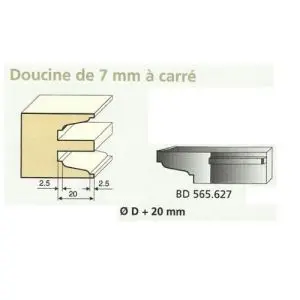 Jeu de 2 Couteaux Contre-profil DOUCINE 7mm carré - Travail par dessous - Le ravageur BD565627