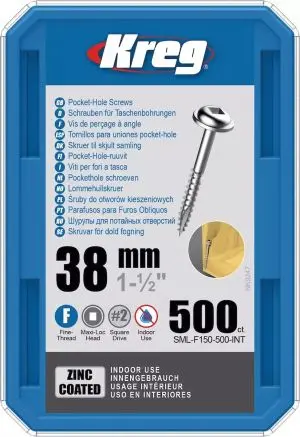 Vis à trous de poche 38 mm Revêtu de Zinc Maxi-Loc, Filetage fin, 500 - KREG - SML-F150-500-INT