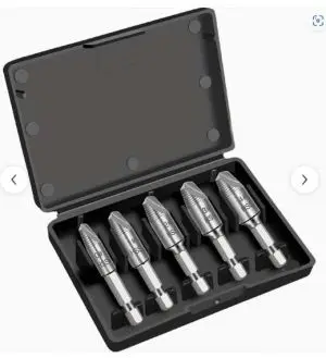 Ensemble de 5 exctracteurs de vis en acier HSS avec boîte de rangement