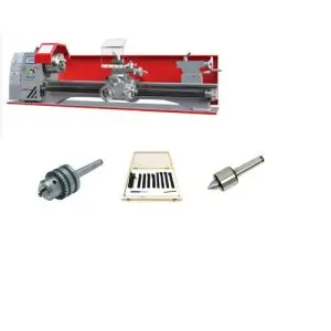 Tour à métaux à vitesse variable Holzmann ED420FXL 230V, mandrin, pointe tournante et Jeu de 9 outils à plaquettes carbure 12 x 12 inclus