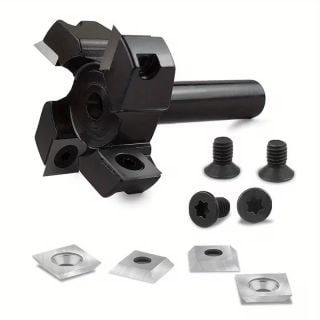 Fraise à défoncer à surfacer 4 coupes à plaquettes réversibles au carbure queue 8 mm 