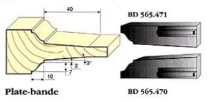 Profils série 565 - Doucine de 10 mm à pente - ref.BD 565.471