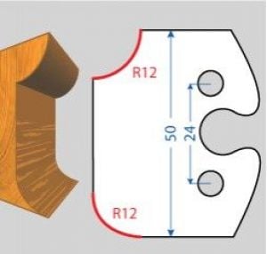 Contre/Fers ht. 50 x 5 m/m - Congé 1/4 rond 12 mm (la paire)