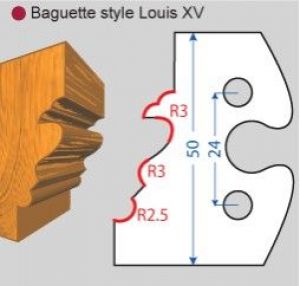 Contre/Fers ht. 50 x 5 m/m - Baguette style Louis XV (la paire)