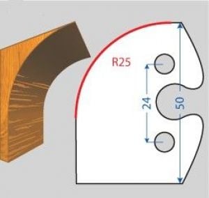 Contre/Fers ht. 50 x 5 m/m - Congé rayon de 25 mm (la paire)