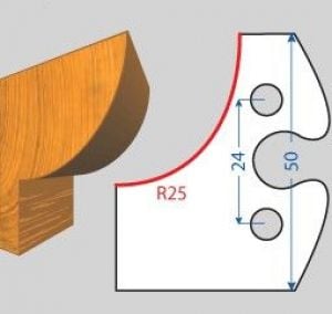 Contre/Fers ht. 50 x 5 m/m - 1/4 rond de 25 mm (la paire)