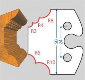 Contre/fers ht. 50 x 5 m/m - 1/4 rond multiple (la paire)