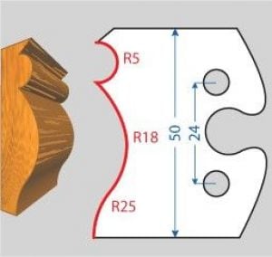 Contre/Fers ht. 50 x 5 m/m - Grain d'orge et moulure (la paire)