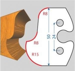 Contre/Fers ht. 50 x 5 m/m - 1/4 rond et doucine (la paire)