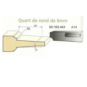 Jeu de 2 Couteaux Plates bandes QUART DE ROND 6mm à pente - Travail par dessus - Le ravageur BD565463