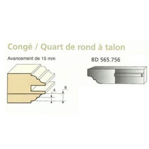 Jeu de 2 Couteaux 15mm CONGE 1/4 DE ROND A TALON - Travail par dessus - Le ravageur BD565756