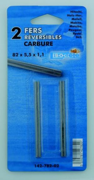 Fers de rabot réversible au carbure jetable pour machines portatives (lot de 2 pcs) - 75 x 5.5 x 1.1