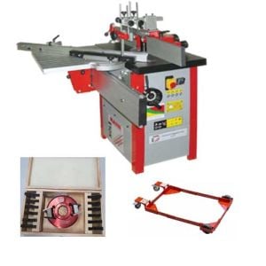 Toupie Holzmann FS200 Mono, kit de déplacement, Coffret porte outils hauteur 40 - alesage 30 + 6 jeux de fers et contre fers Holzmann inclus 