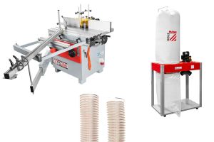 Pack toupie 4 vitesses Holzmann FS300, aspirateur à copeaux Holzmann ABS 3000 SE et tuyau Ø100 longueur 4m