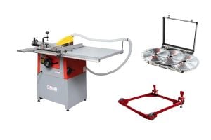 Scie circulaire avec chariot Holzmann TS250 mono comprenant kit de déplacement et coffret 3 lames carbure
