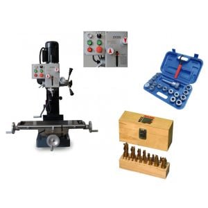 Perceuse fraiseuse taraudeuse MetalProfi ZX32G 20 fraises et coffret mandrin à pince inclus 